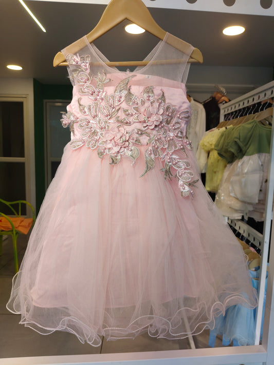 Toddler Girls' Sleeveless Floral Tulle Party Dress  ( SIZE 4)