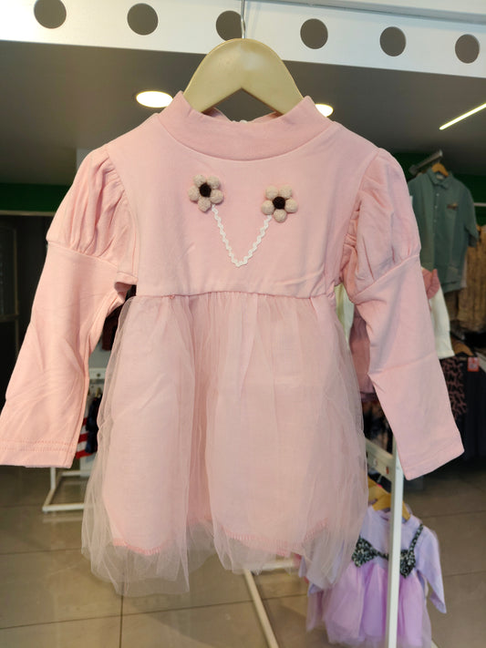 Toddler Girls' Tulle Floral Applique Dress (SMALL)