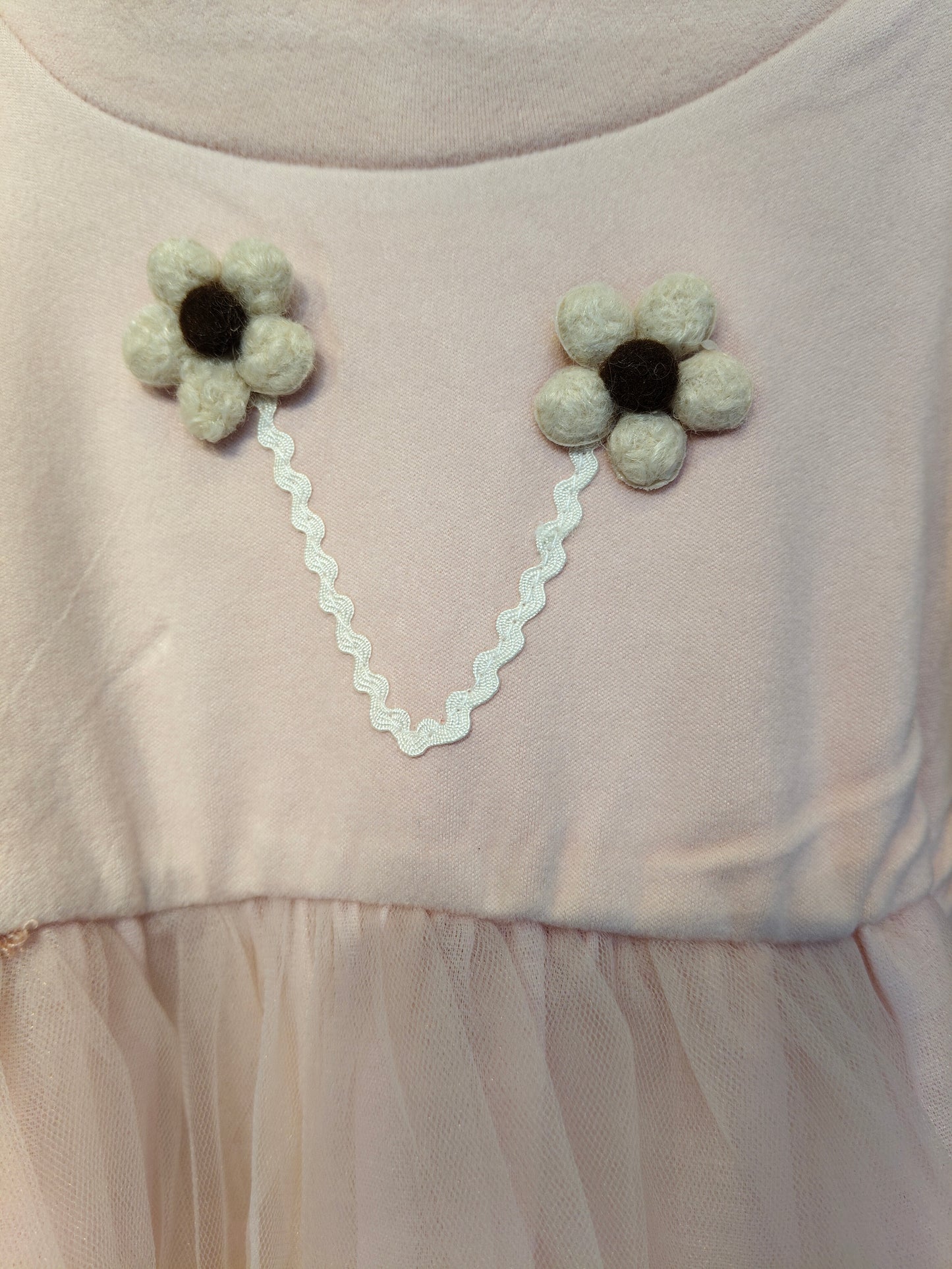 Toddler Girls' Tulle Floral Applique Dress (LARGE)