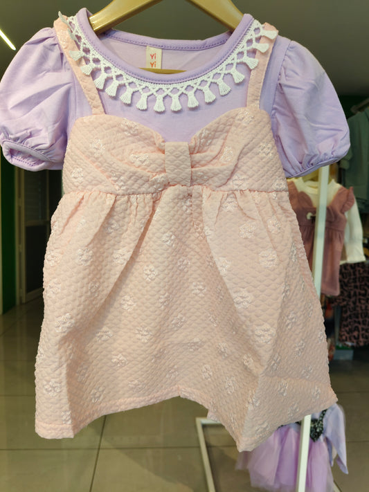 Toddler Girls' Bow Front Dress (SIZE 90)