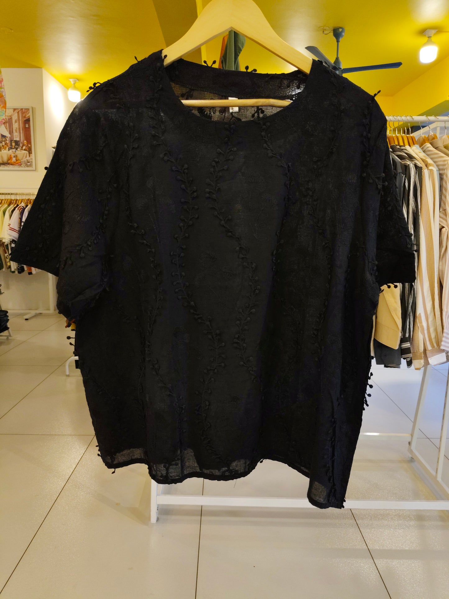 Embroidered Oversized Top for Women  (FREE SIZE)