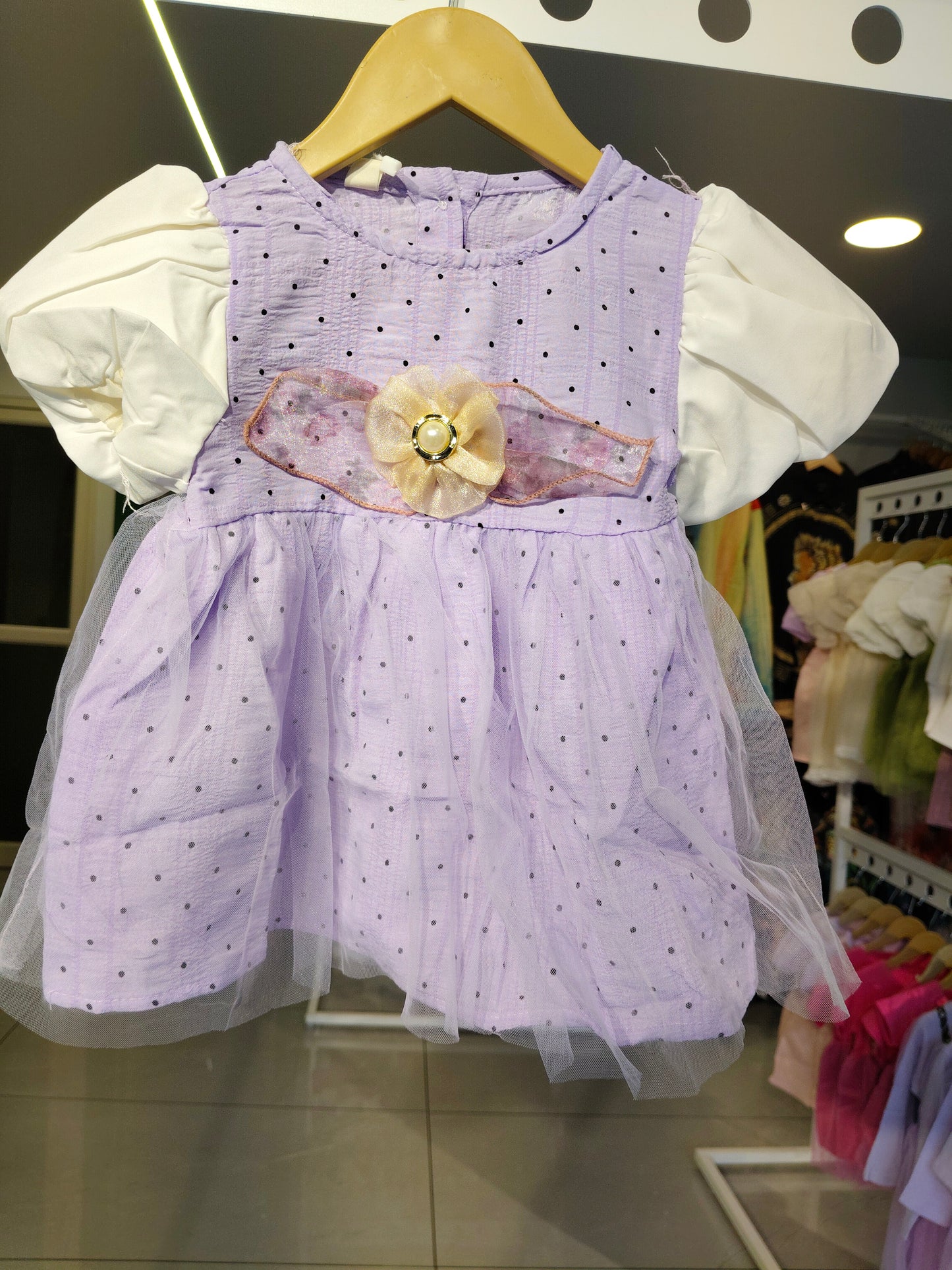 Toddler Girls' Dotted Tulle Dress (SIZE 100)