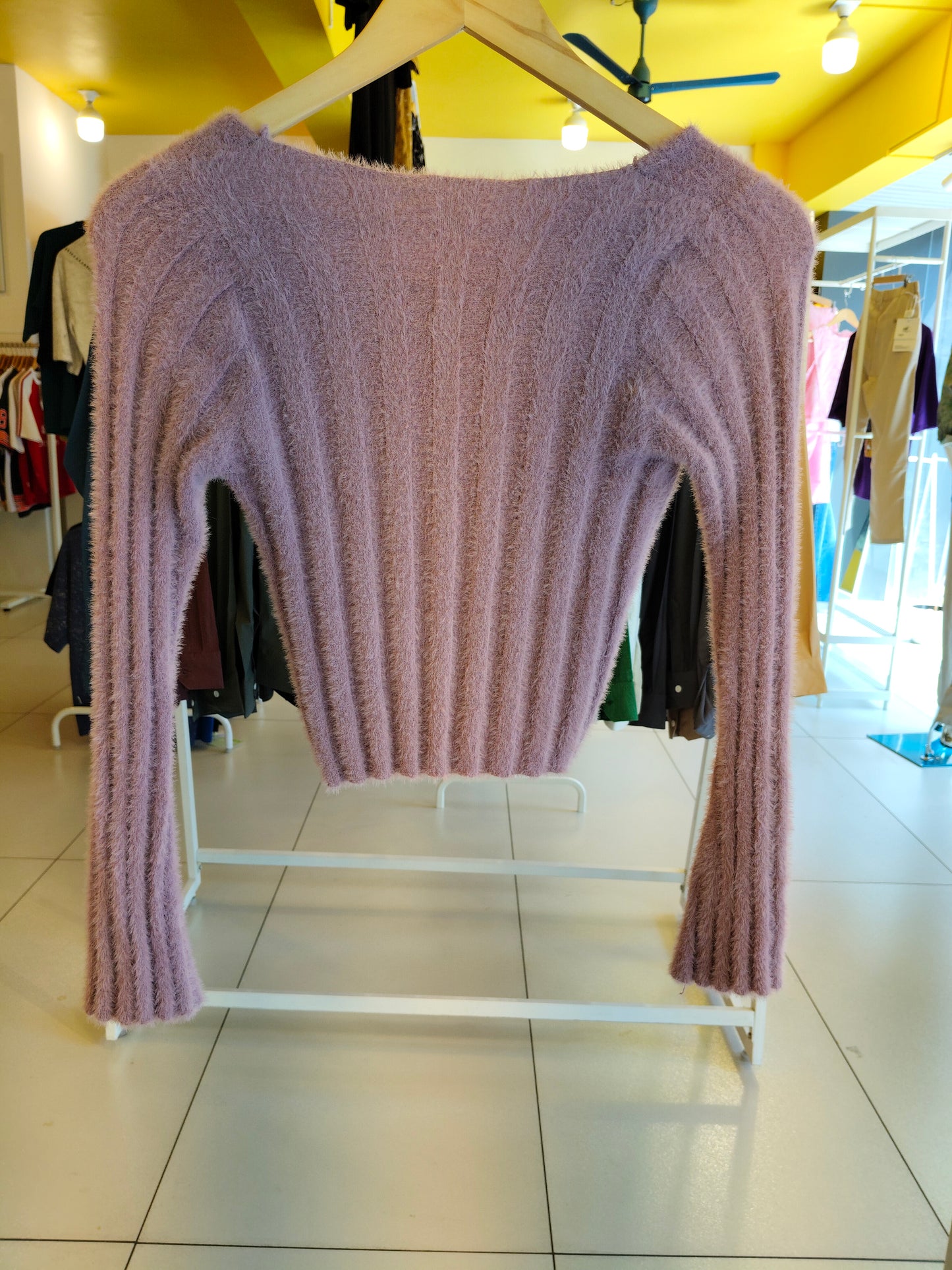 Fuzzy Square Neck Crop top (FREE SIZE)