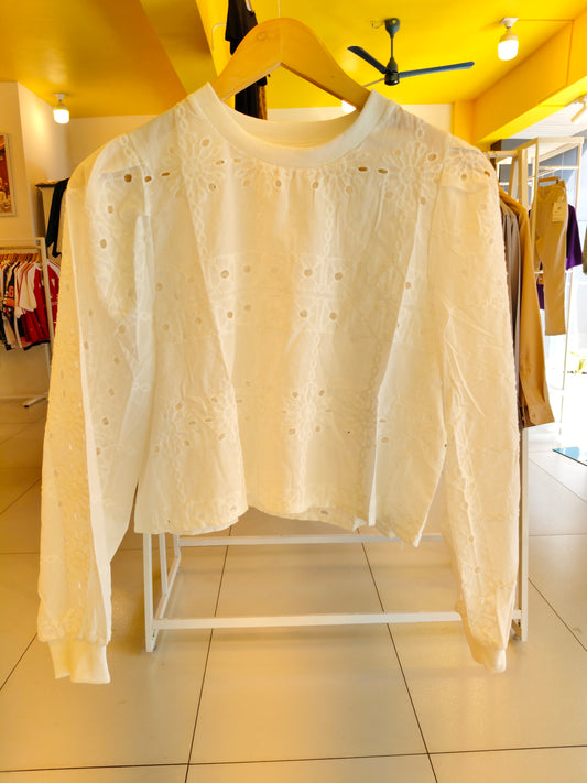 Women's High neck Eyelet top (FREE SIZE)