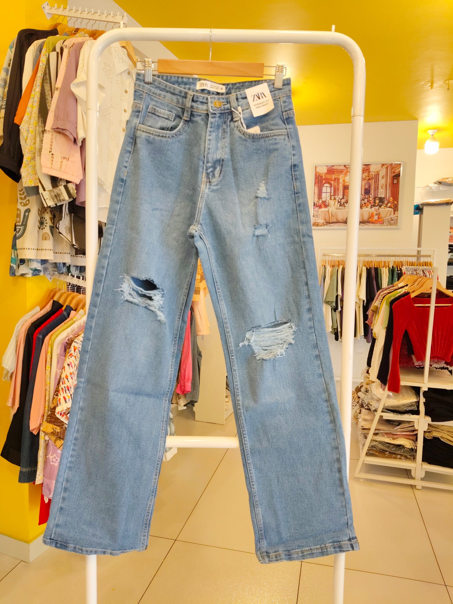 Ripped Wed-Leg Denim Jeans for Women (34)