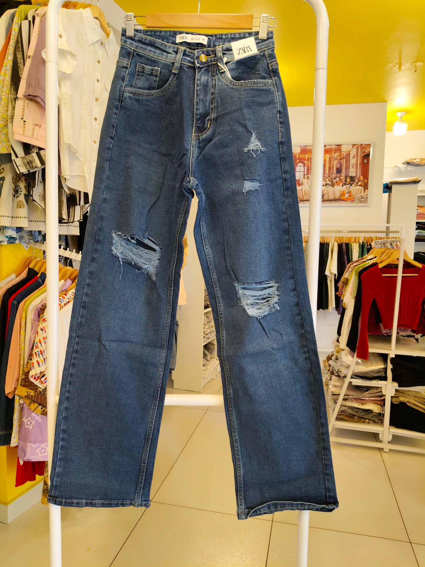 Ripped Wed-Leg Denim Jeans for Women (28)