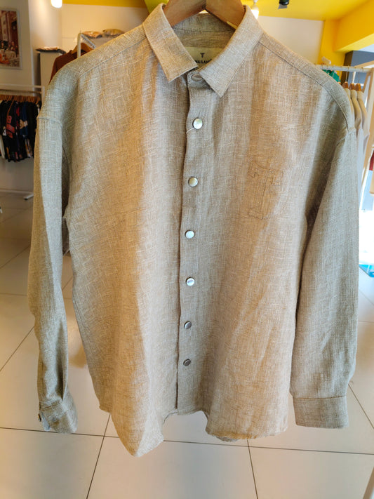 Oversized Drop Shoulder Linen Shirt for Men (MEDIUM)